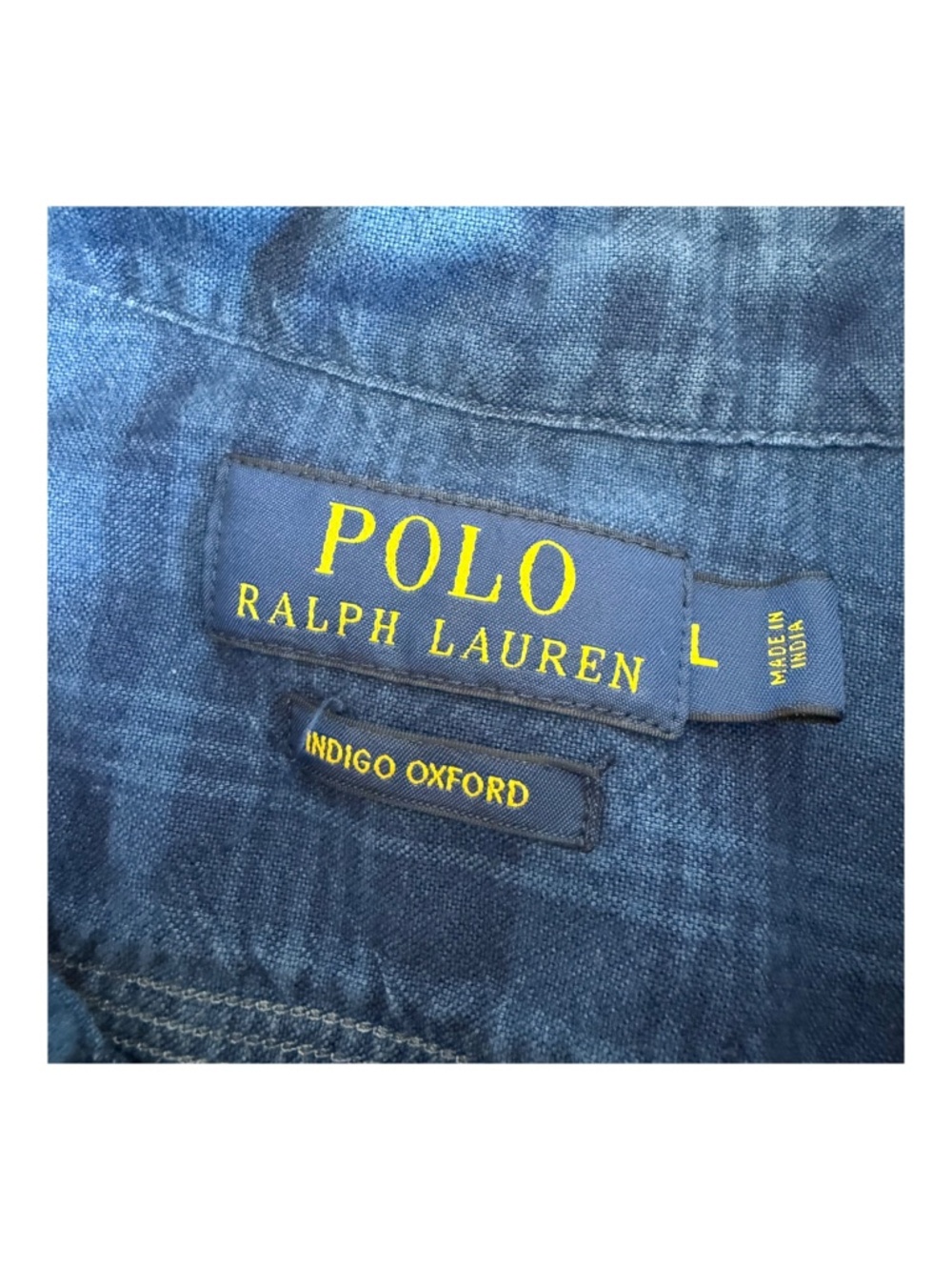 Polo Ralph Lauren Indigo Oxford Popover Shirt Mens Large Blue Plaid Beach Preppy - Picture 4 of 8